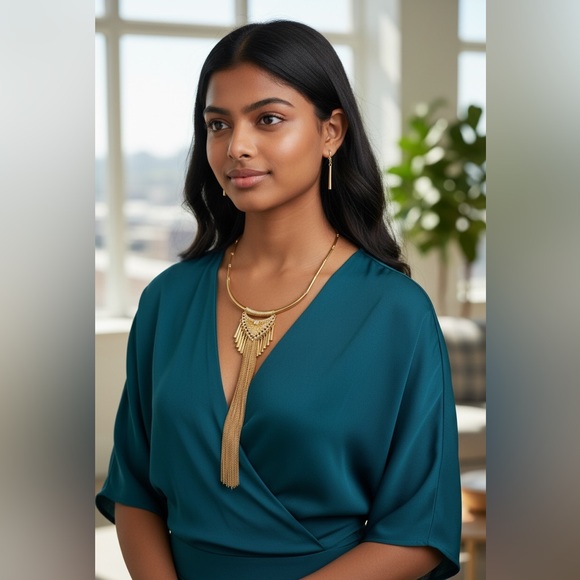 Glam Gold Tassel Statement Set – Necklace & Earrings (NWT) - Picture 4 of 9